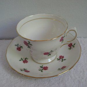 Vintage Colclough Fragrance Teacup & Saucer Set, floral china pink rose, 7433